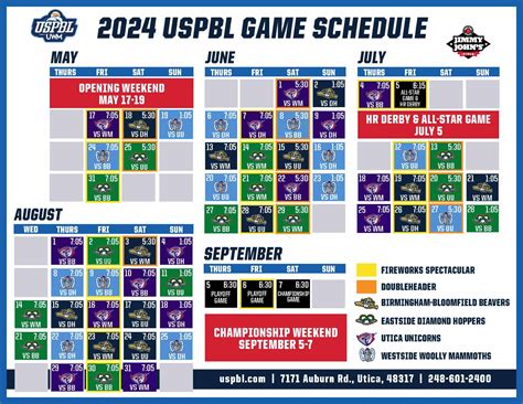JIMMY JOHN’S FIELD / 7171 AUBURN ROAD, UTICA / 248.601.2400 / USPBL.COM MAGNET SCHEDULE MAY 20. 2022 PROMOTIONS USPBL powered by UWM July 15 Fireworks Spectacular | Knights of Columbus Night July 16 Country Music Night featuring American Ages presented by Extra Credit Union